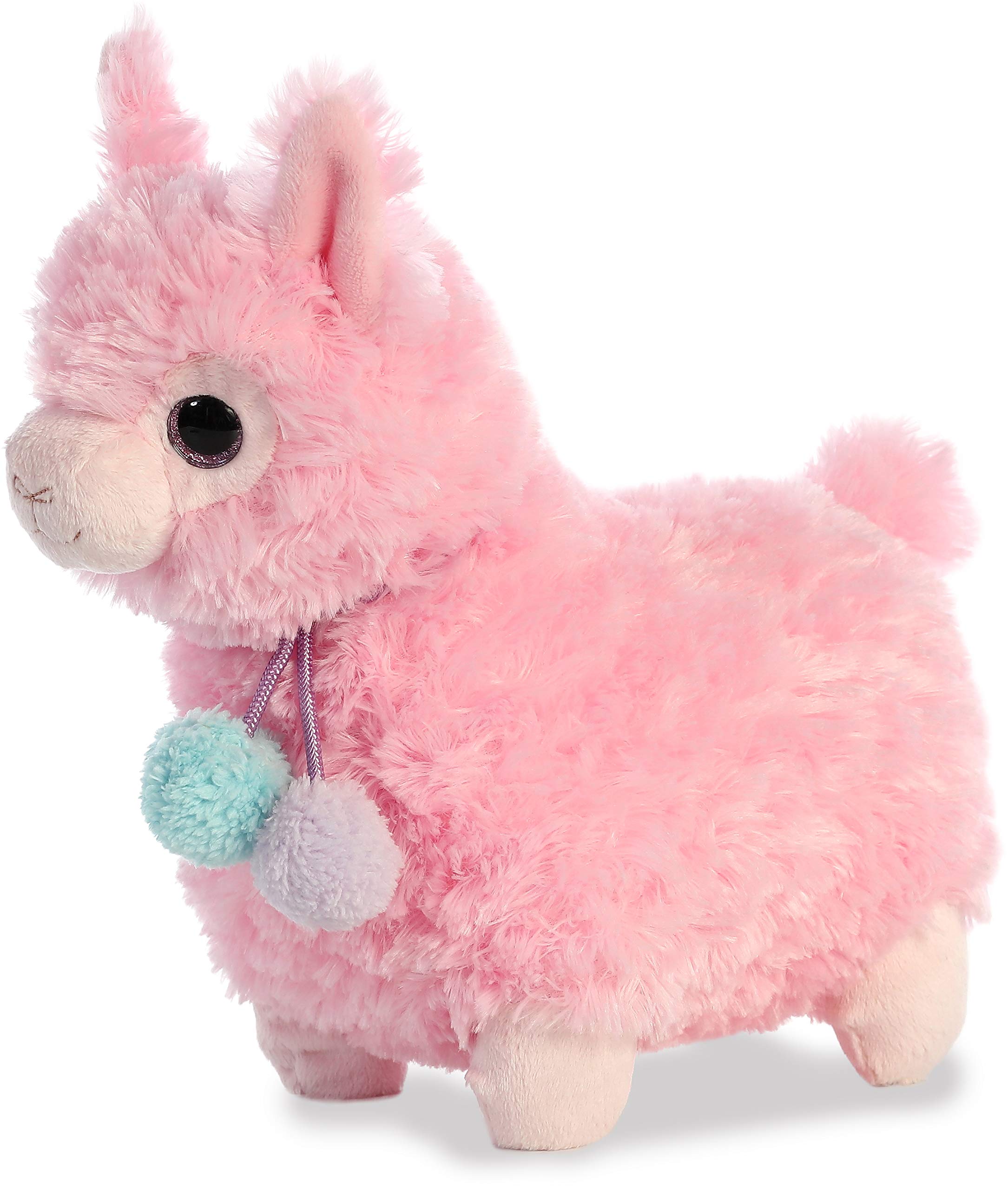 Aurora Llama Drama Plush Toy - 11 Inch Pink Lychee Llama with Pom Pom Collar