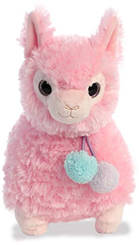 Aurora Llama Drama Plush Toy - 11 Inch Pink Lychee Llama with Pom Pom Collar