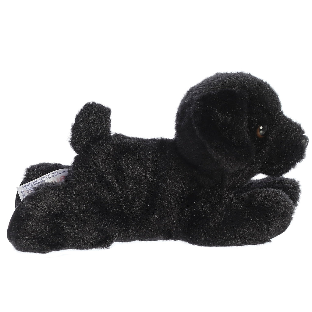 Aurora Mini Flopsie Blackie Stuffed Animal – 8-Inch Black Labrador Plush, Soft and Cuddly