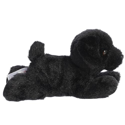 Aurora Mini Flopsie Blackie Stuffed Animal – 8-Inch Black Labrador Plush, Soft and Cuddly