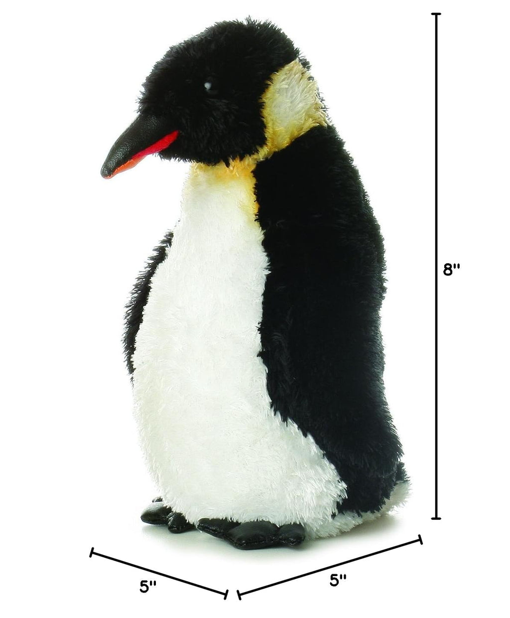 Aurora Mini Flopsie Emperor Penguin Stuffed Animal – Soft Plush Toy, 8 Inches, Black & White with Yellow Accents