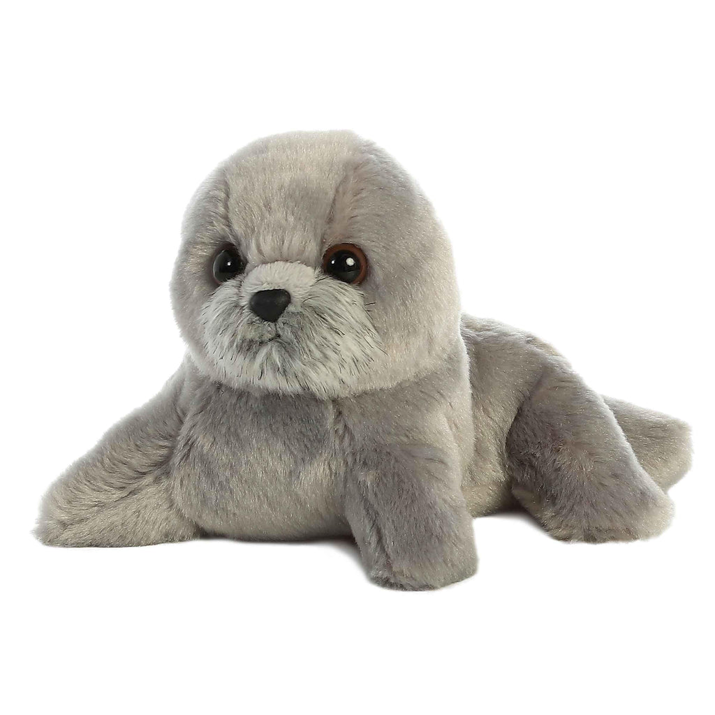 Aurora Mini Flopsie Harpo Seal Stuffed Animal – 7-Inch Soft Gray Plush Toy for Cuddling and Play