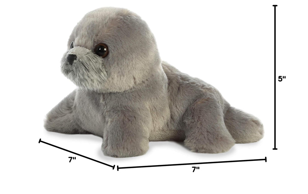 Aurora Mini Flopsie Harpo Seal Stuffed Animal – 7-Inch Soft Gray Plush Toy for Cuddling and Play