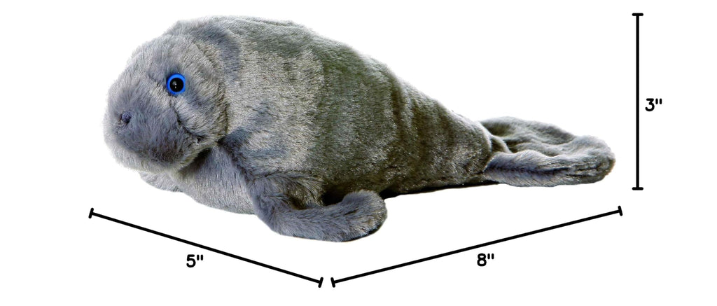 Aurora Mini Flopsie Manny Stuffed Animal - Gray Manatee Plush Toy, 8 Inches