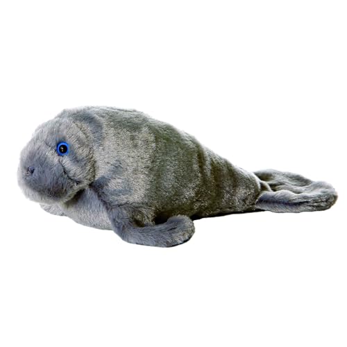 Aurora Mini Flopsie Manny Stuffed Animal - Gray Manatee Plush Toy, 8 Inches