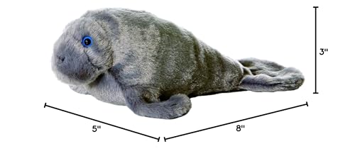 Aurora Mini Flopsie Manny Stuffed Animal - Gray Manatee Plush Toy, 8 Inches