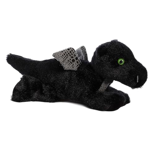 Aurora Mini Flopsie Midnight Dragon Plush – 6x10x4.5 Inch Soft Black Dragon with Green Eyes