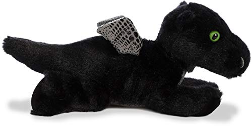 Aurora Mini Flopsie Midnight Dragon Plush – 6x10x4.5 Inch Soft Black Dragon with Green Eyes
