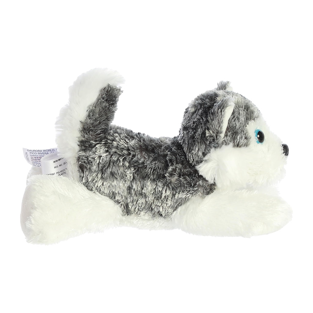 Aurora Mini Flopsie Mush Plush Husky – 8 Inch Soft Cuddly Toy for Kids and Adults, Gray & White