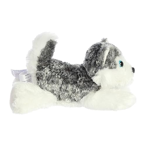 Aurora Mini Flopsie Mush Plush Husky – 8 Inch Soft Cuddly Toy for Kids and Adults, Gray & White