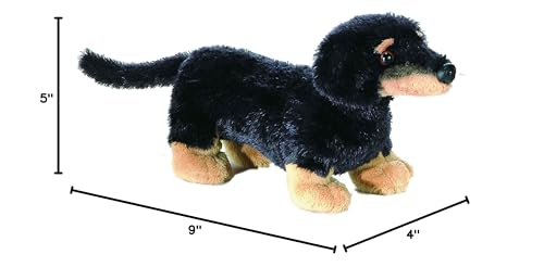 Aurora Mini Flopsie Vienna Dachshund Stuffed Animal - 9 Inch Black Plush for Cuddles and Play