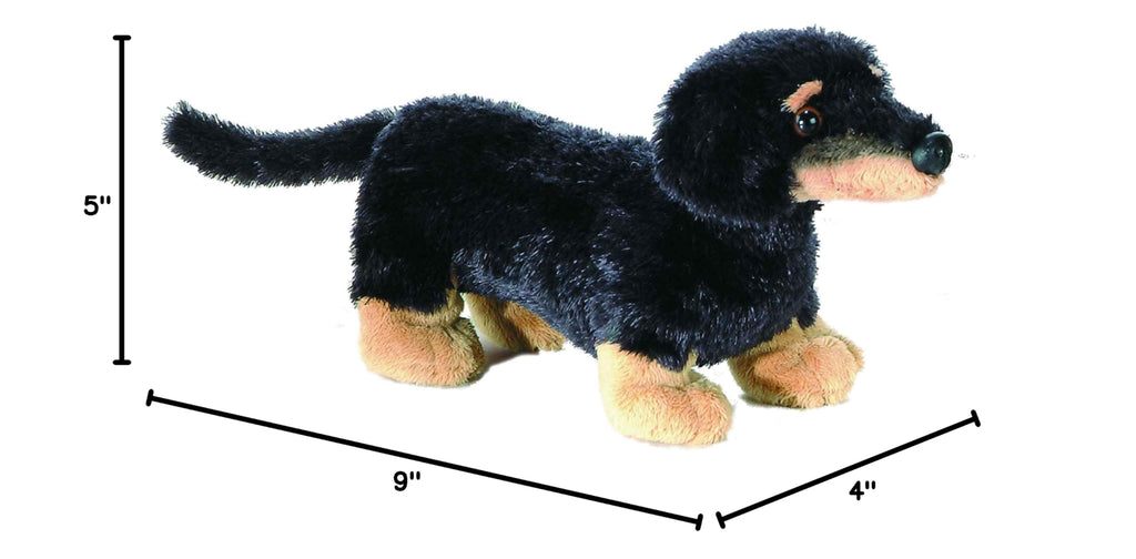 Aurora Mini Flopsie Vienna Dachshund Stuffed Animal - 9 Inch Black Plush for Cuddles and Play