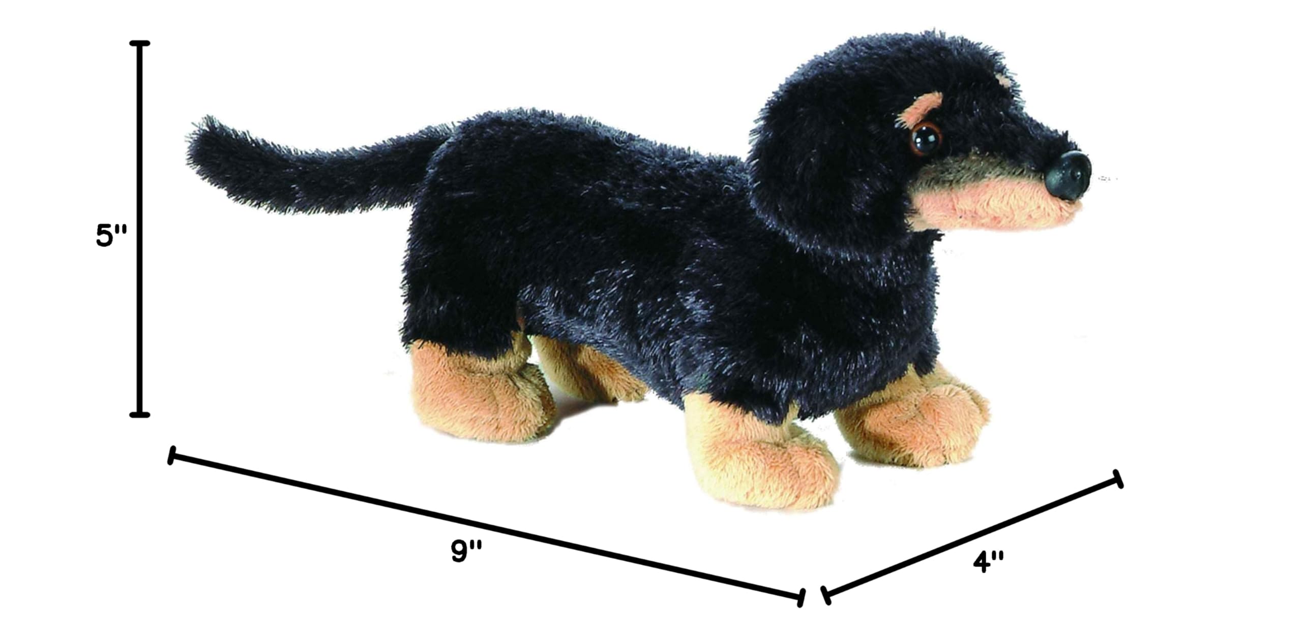 Aurora Mini Flopsie Vienna Dachshund Stuffed Animal - 9 Inch Black Plush for Cuddles and Play