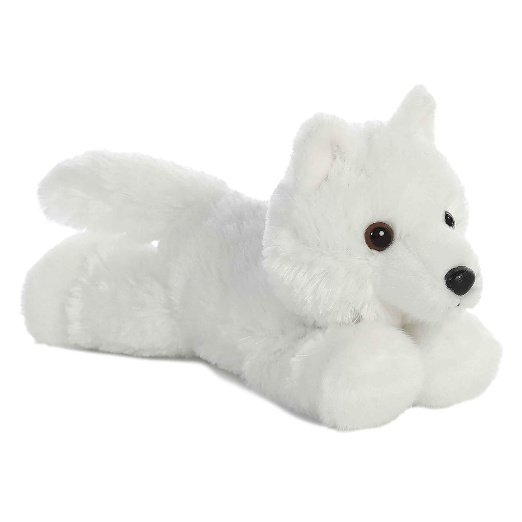 Aurora Mini Flopsie White Wolf Stuffed Animal, 9-Inch Soft Plush for Cuddling and Play
