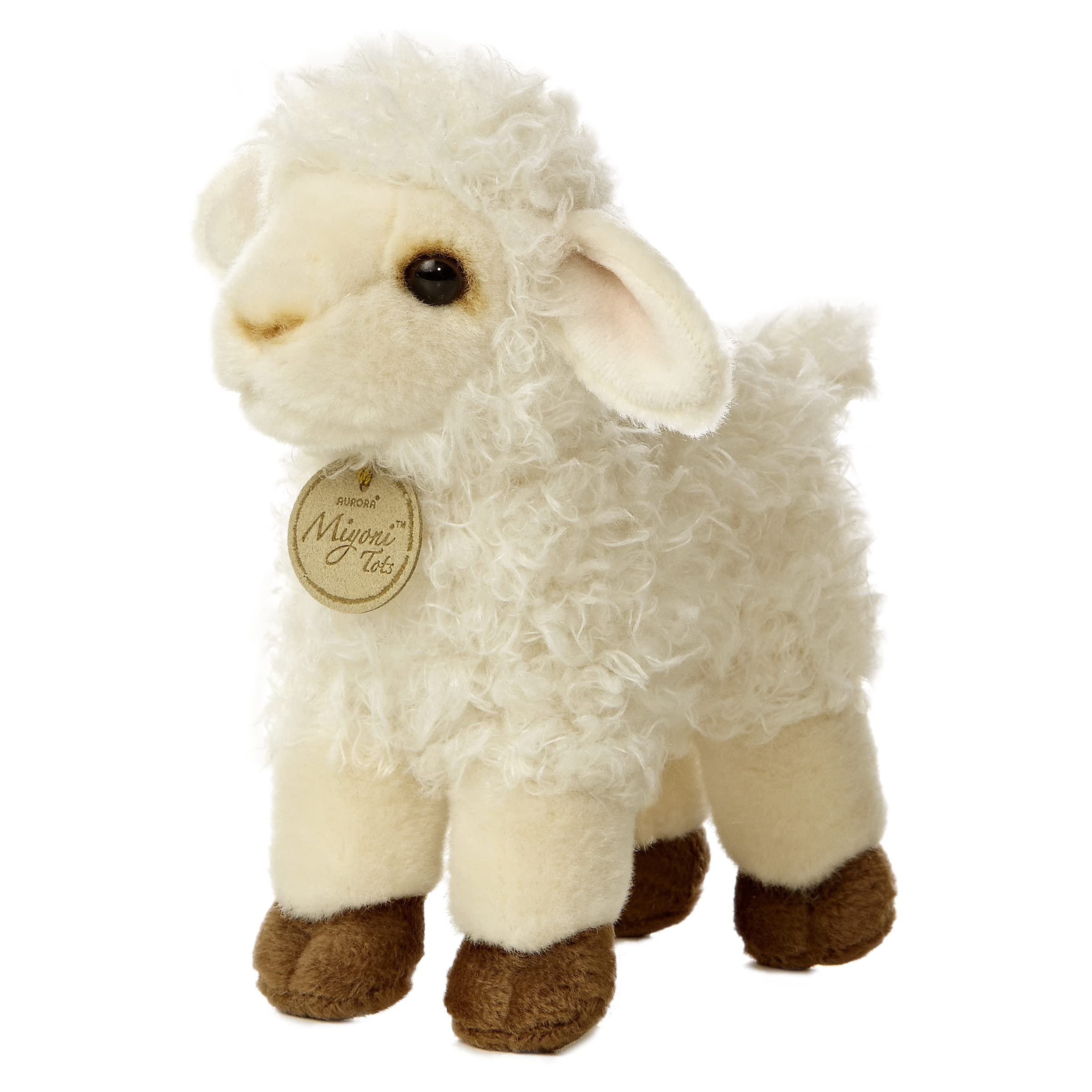 Aurora Miyoni Tots Baby Lamb Stuffed Animal – 7-Inch Hand-Stitched White Plush with Realistic Details