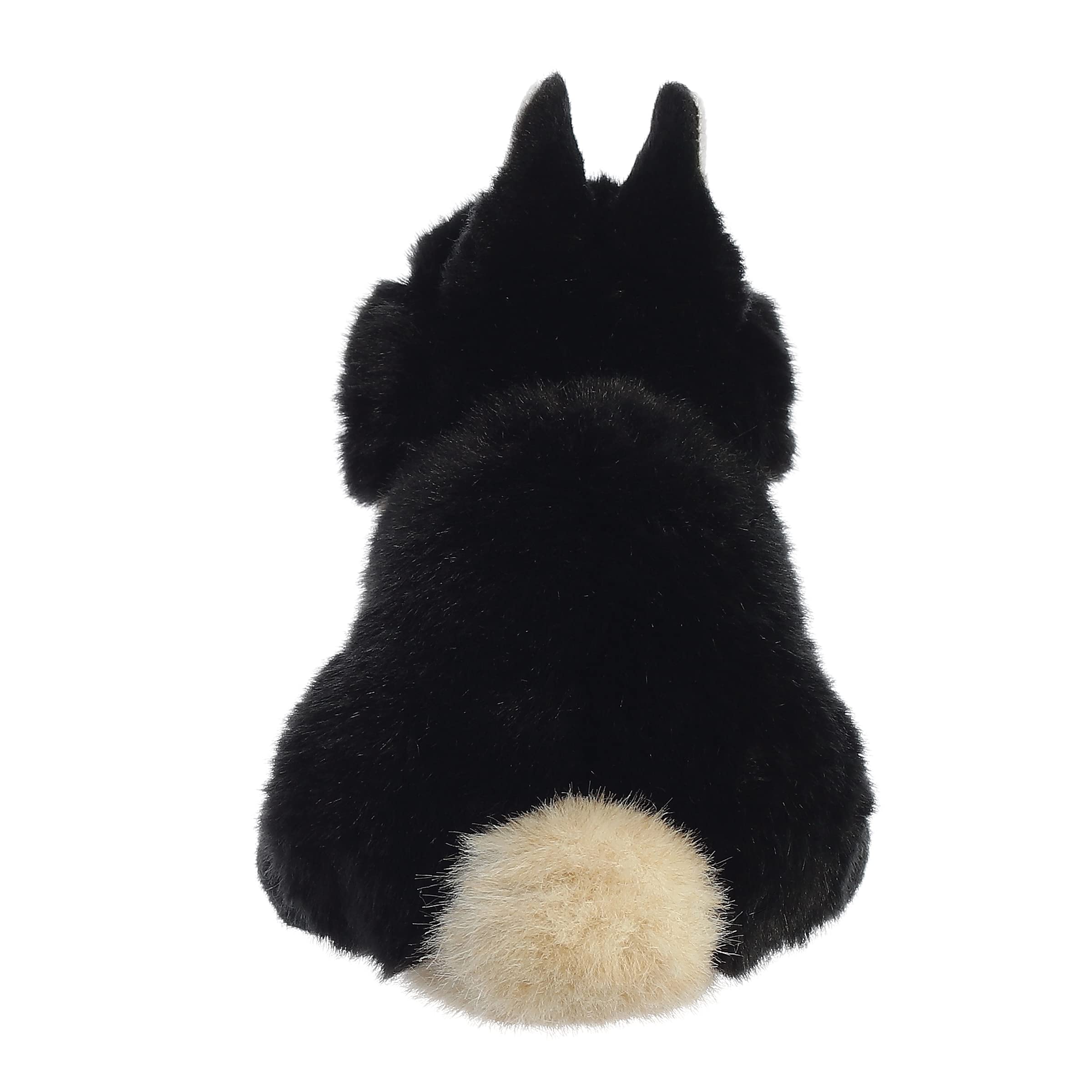 Aurora Miyoni Tots Netherland Dwarf Bunny - Hand-Stitched Black Stuffed Animal, 7.5 Inches