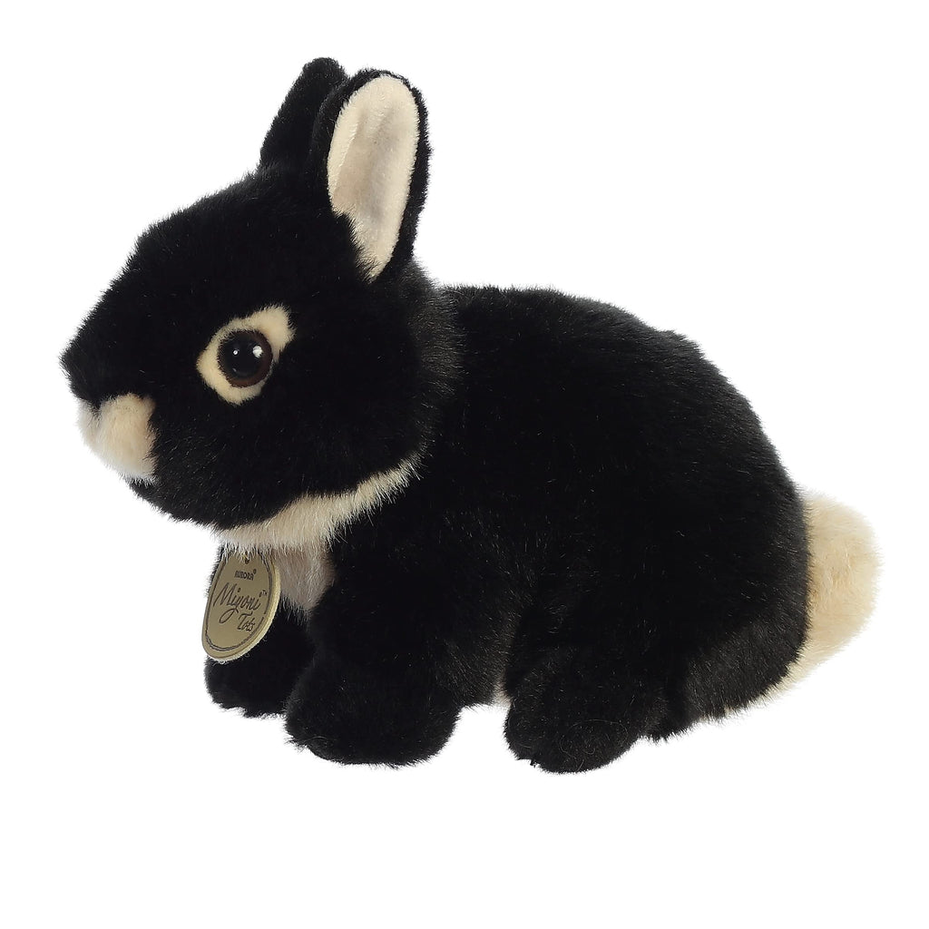 Aurora Miyoni Tots Netherland Dwarf Bunny - Hand-Stitched Black Stuffed Animal, 7.5 Inches