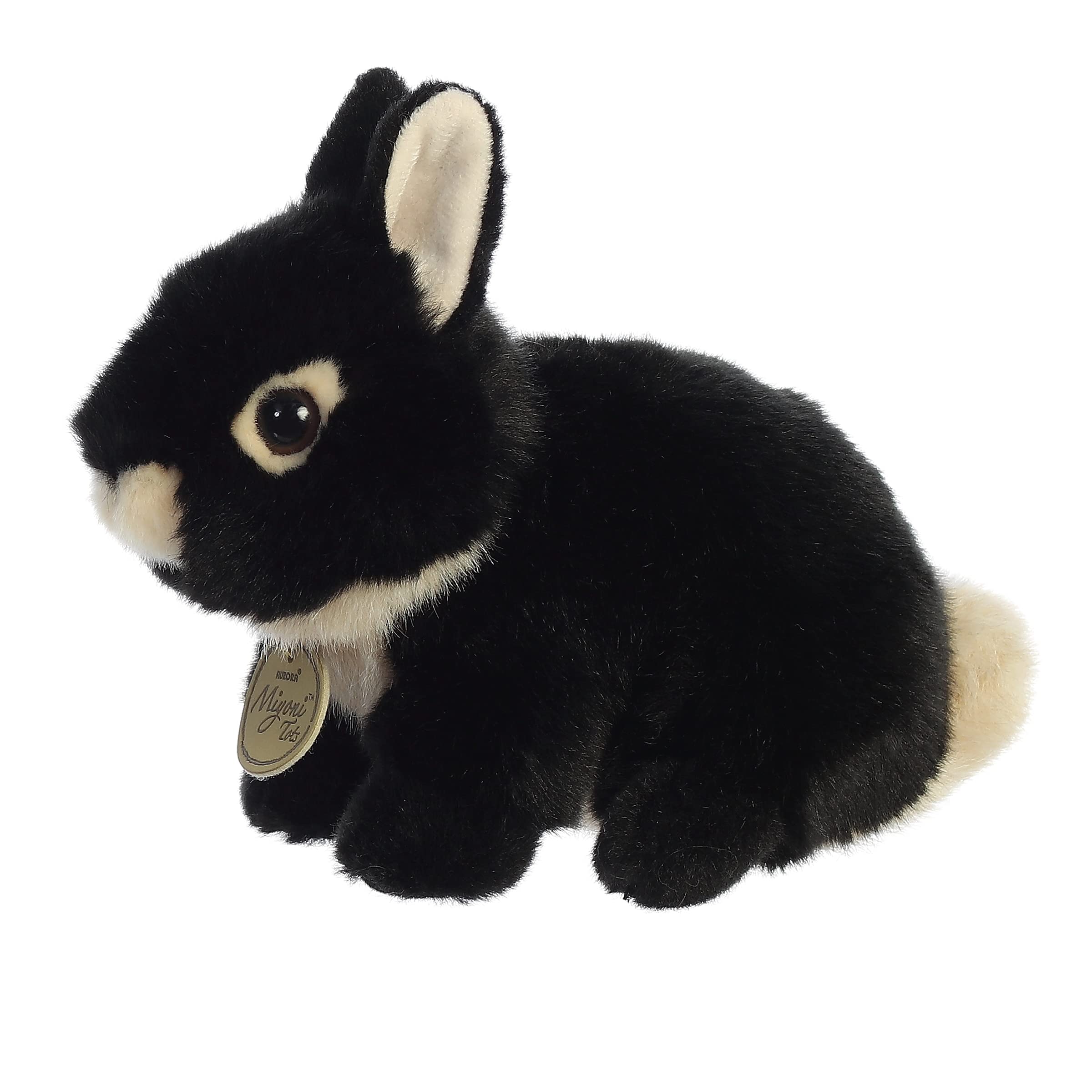 Aurora Miyoni Tots Netherland Dwarf Bunny - Hand-Stitched Black Stuffed Animal, 7.5 Inches