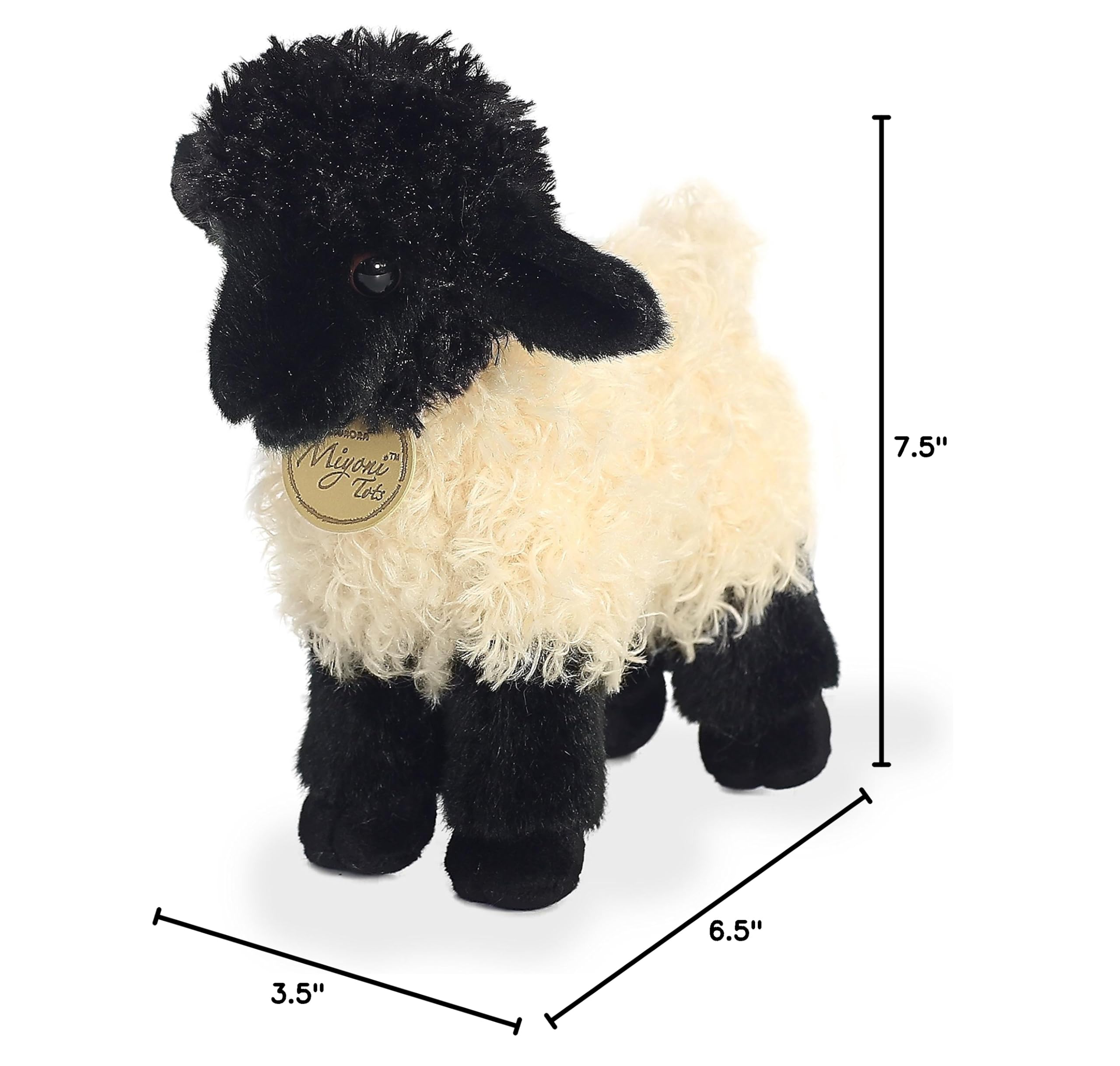 Aurora Miyoni Tots Suffolk Lamb Stuffed Animal – 8.5 Inches, Realistic Design, Soft Plush with Educational Hangtag