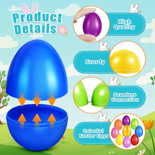 AuroTops 61 Pcs Plastic Easter Eggs Bulk - 2.3" Fillable Eggs in 9 Colors Plus Golden Egg for Hunts, Baskets, and Party Favors
