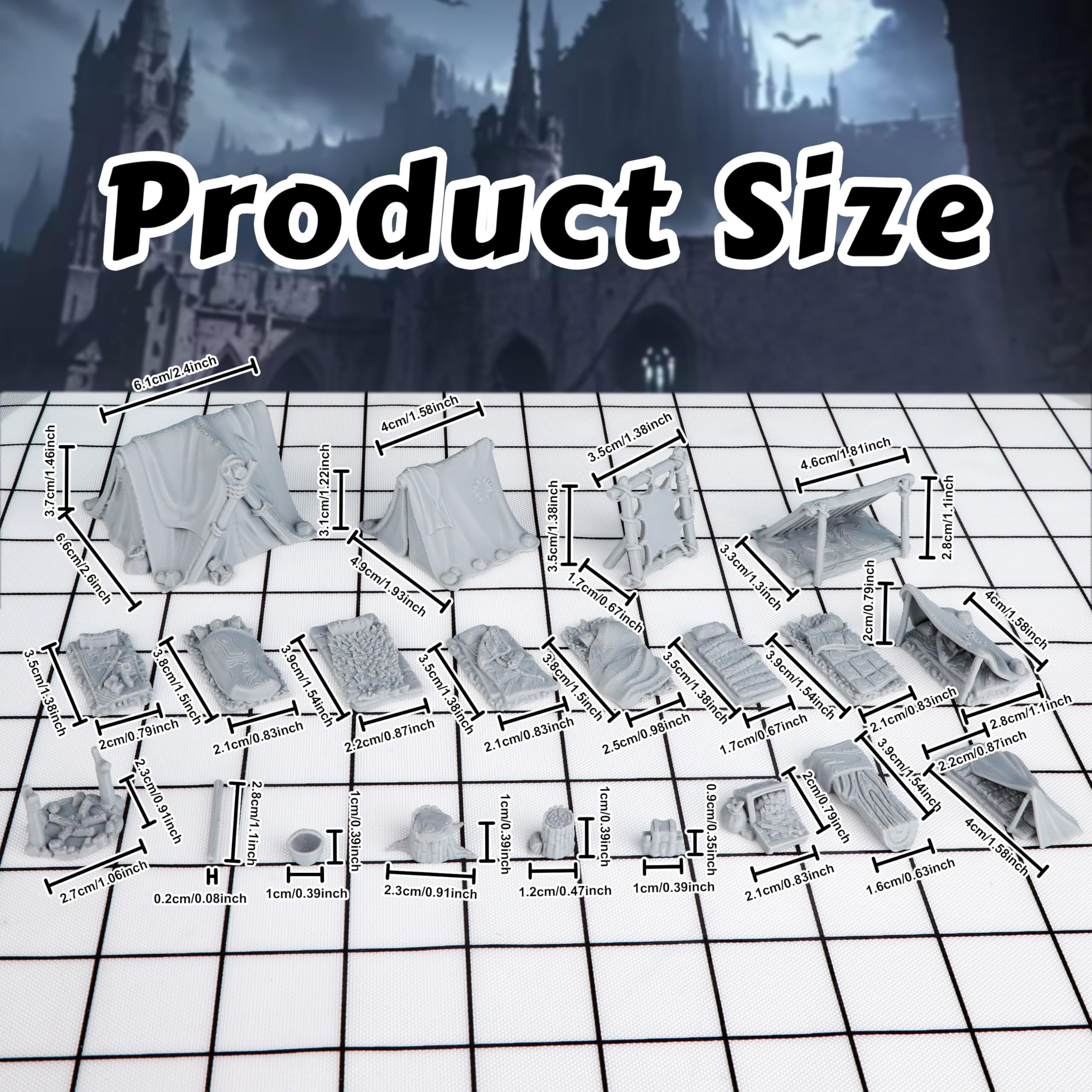 AUSPDICE 21-Piece Unpainted Camp Terrain Set for DND and Tabletop RPGs