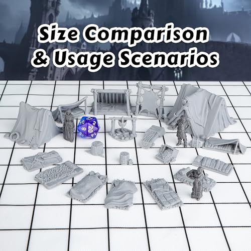 AUSPDICE 21-Piece Unpainted Camp Terrain Set for DND and Tabletop RPGs