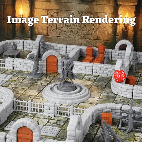 AUSPDICE Dungeon Walls Expansion Pack 2 - 40-Piece Modular Terrain Set for Tabletop RPGs (28mm Scale)