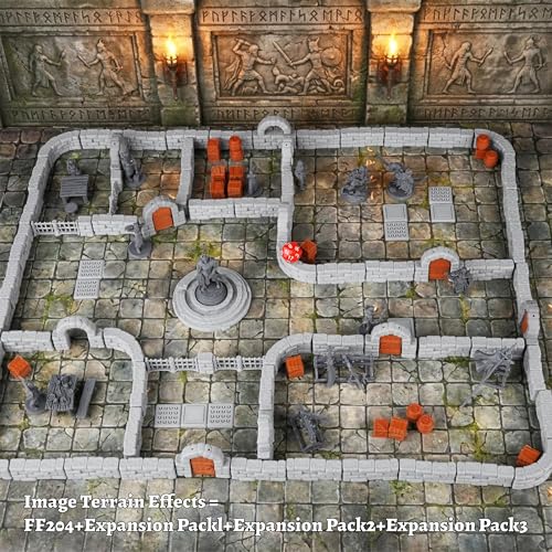 AUSPDICE Dungeon Walls Expansion Pack 2 - 40-Piece Modular Terrain Set for Tabletop RPGs (28mm Scale)