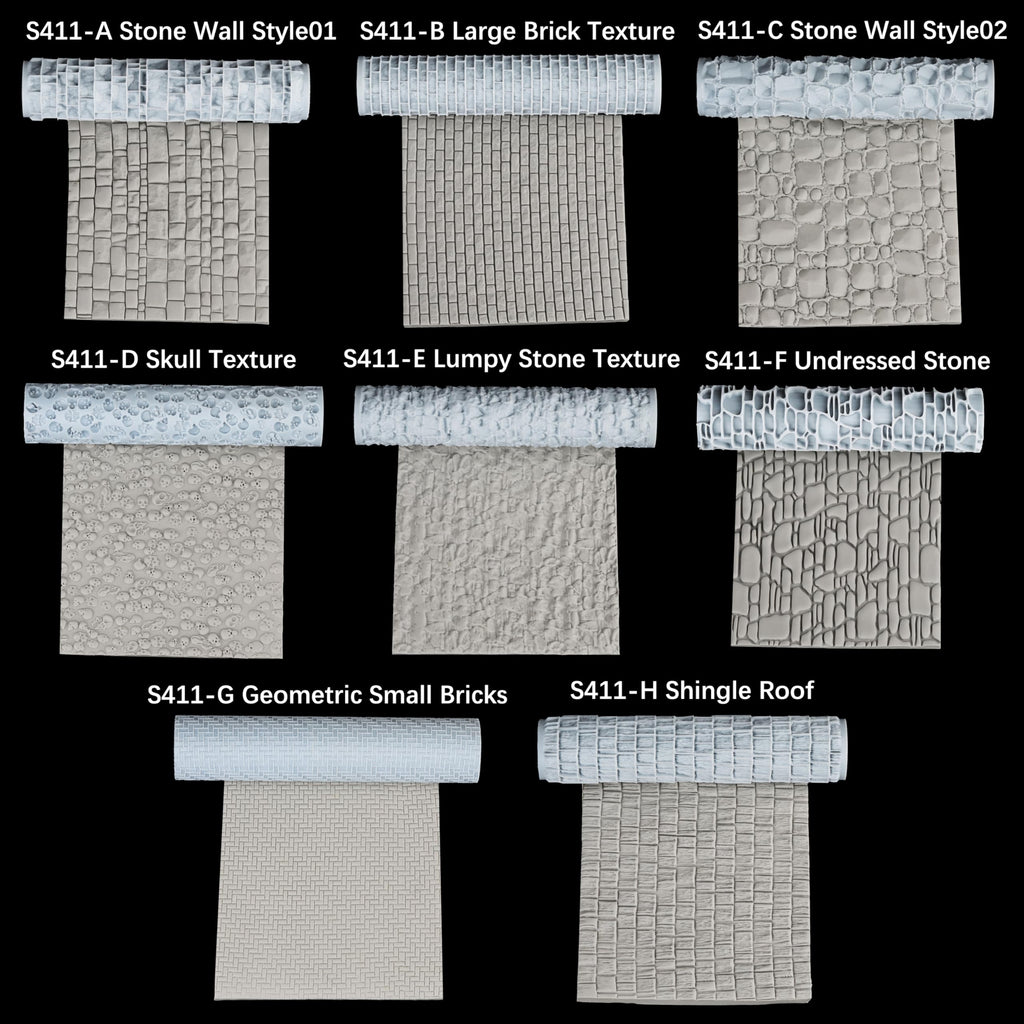 AUSPDICE S412E Cobblestone Texture Roller – High-Detail 3D Printed Roller for Clay, Foam, and Polymer Clay (16 Styles)