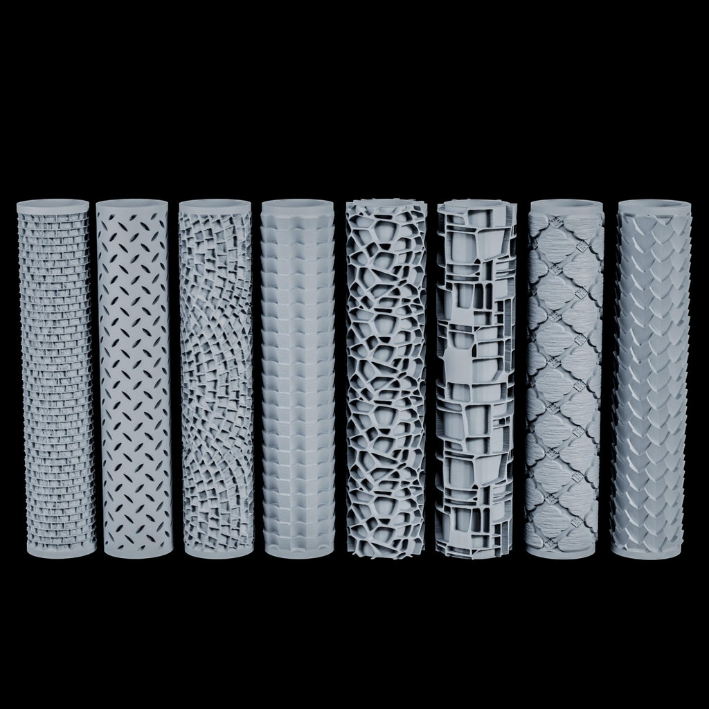 AUSPDICE S412E Cobblestone Texture Roller – High-Detail 3D Printed Roller for Clay, Foam, and Polymer Clay (16 Styles)