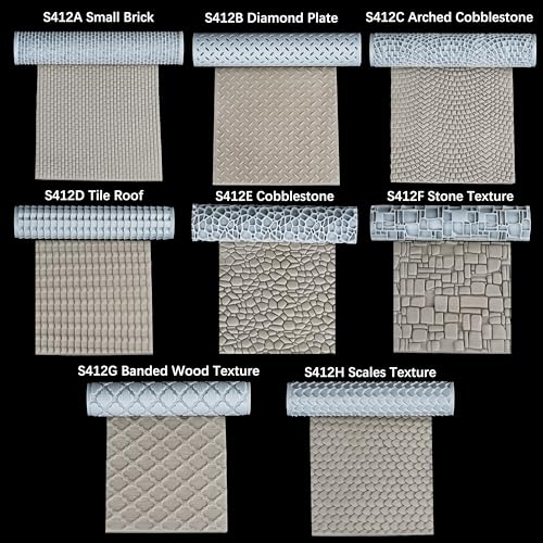 AUSPDICE S412E Cobblestone Texture Roller – High-Detail 3D Printed Roller for Clay, Foam, and Polymer Clay (16 Styles)