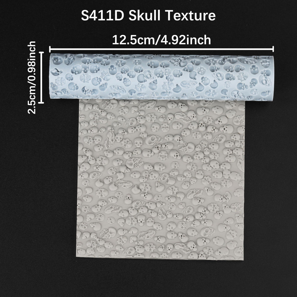 AUSPDICE Texture Roller Set – 16 Unique Patterns for RPG Terrain and Miniatures – Skull S411-D