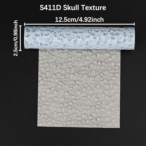 AUSPDICE Texture Roller Set – 16 Unique Patterns for RPG Terrain and Miniatures – Skull S411-D
