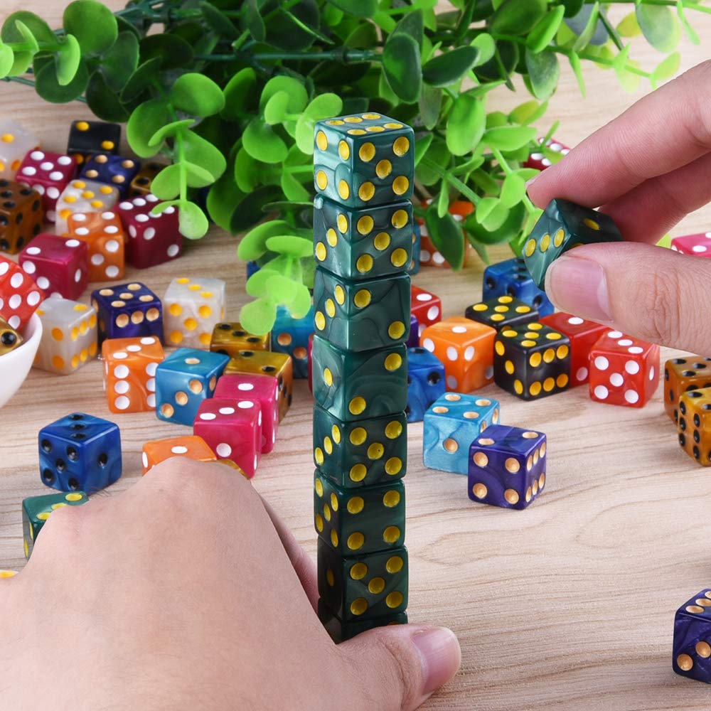 AUSTOR 100-Piece Pearl Color Dice Set – 16mm Standard Dice with Velvet Pouch