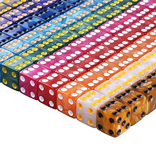 AUSTOR 100-Piece Pearl Color Dice Set – 16mm Standard Dice with Velvet Pouch