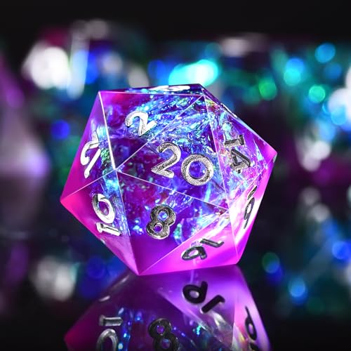 AUSTOR 7-Die Sharp Edge Polyhedral Dice Set – Handmade Resin Dice for D&D RPG MTG (Violet & Blue)