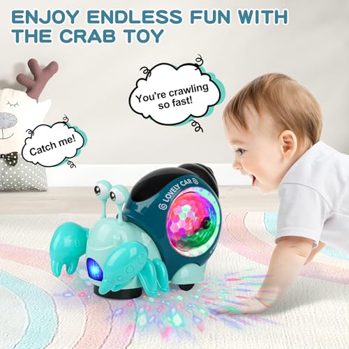 AUTOKAKUM Electronic Crab Toy – Crawling Toy with Lights, Music, and Obstacle Avoidance for Toddlers