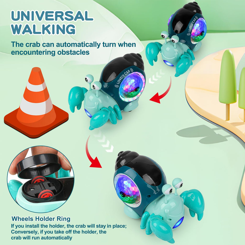 AUTOKAKUM Electronic Crab Toy – Crawling Toy with Lights, Music, and Obstacle Avoidance for Toddlers