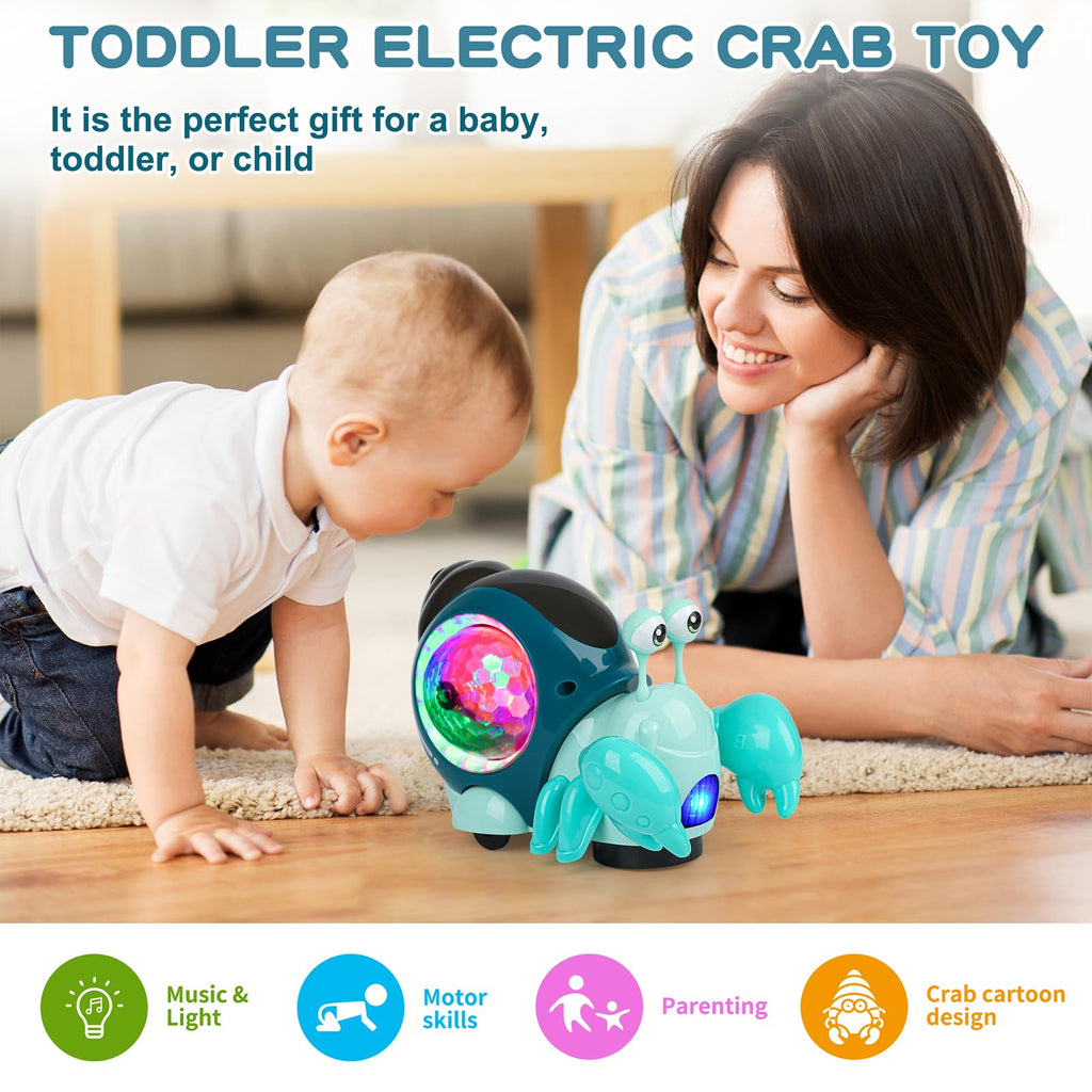 AUTOKAKUM Electronic Crab Toy – Crawling Toy with Lights, Music, and Obstacle Avoidance for Toddlers