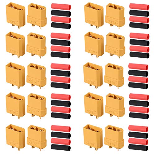 AUTOUTLET 10 Pairs XT90 Male Female Bullet Connectors with Heat Shrink for RC LiPo Batteries