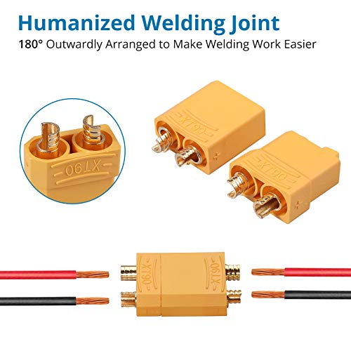 AUTOUTLET 10 Pairs XT90 Male Female Bullet Connectors with Heat Shrink for RC LiPo Batteries