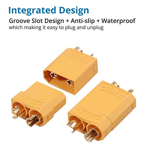 AUTOUTLET 10 Pairs XT90 Male Female Bullet Connectors with Heat Shrink for RC LiPo Batteries