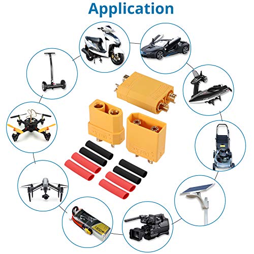 AUTOUTLET 10 Pairs XT90 Male Female Bullet Connectors with Heat Shrink for RC LiPo Batteries
