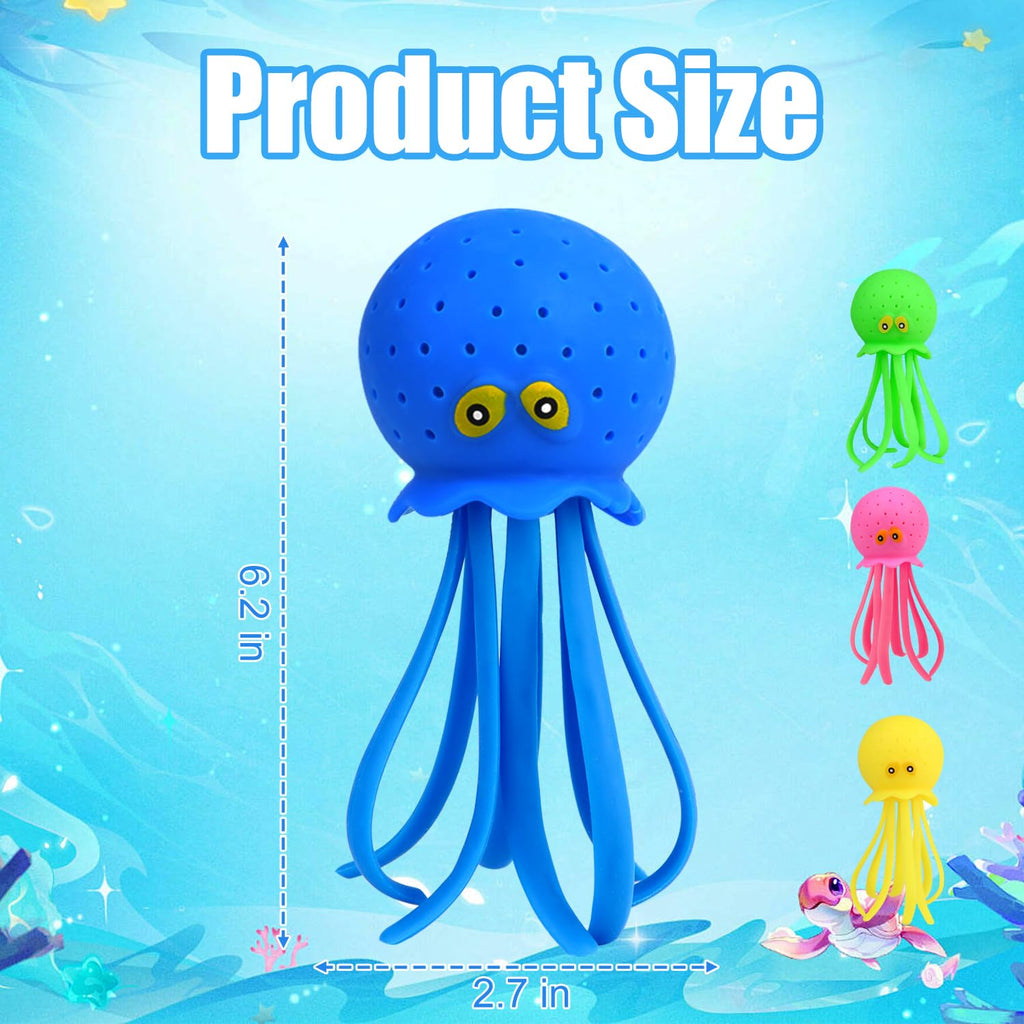 Auvitaya 4-Pack Octopus Water Balls – Sensory Stress Relief Floating Pool Toys for Kids, Toddler Swim & Bath Toys, Goodie Bag Fillers