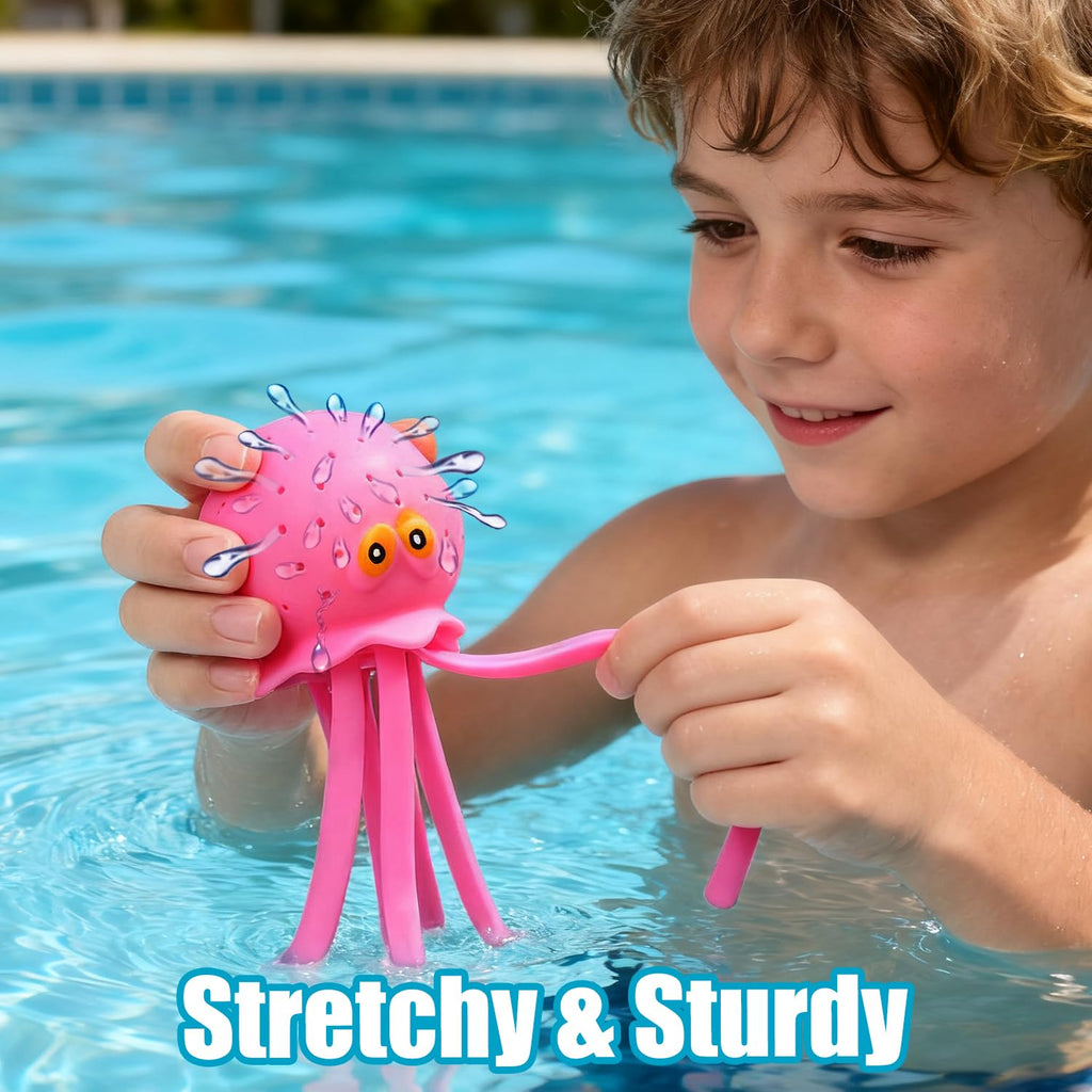 Auvitaya 4-Pack Octopus Water Balls – Sensory Stress Relief Floating Pool Toys for Kids, Toddler Swim & Bath Toys, Goodie Bag Fillers