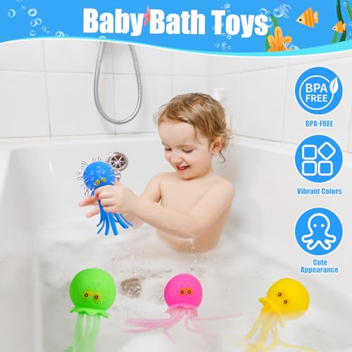 Auvitaya 4-Pack Octopus Water Balls – Sensory Stress Relief Floating Pool Toys for Kids, Toddler Swim & Bath Toys, Goodie Bag Fillers