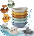 Auvitaya Stackable Boat Bath Toys with Finger Puppets – Baby Bathtub Stacking Set