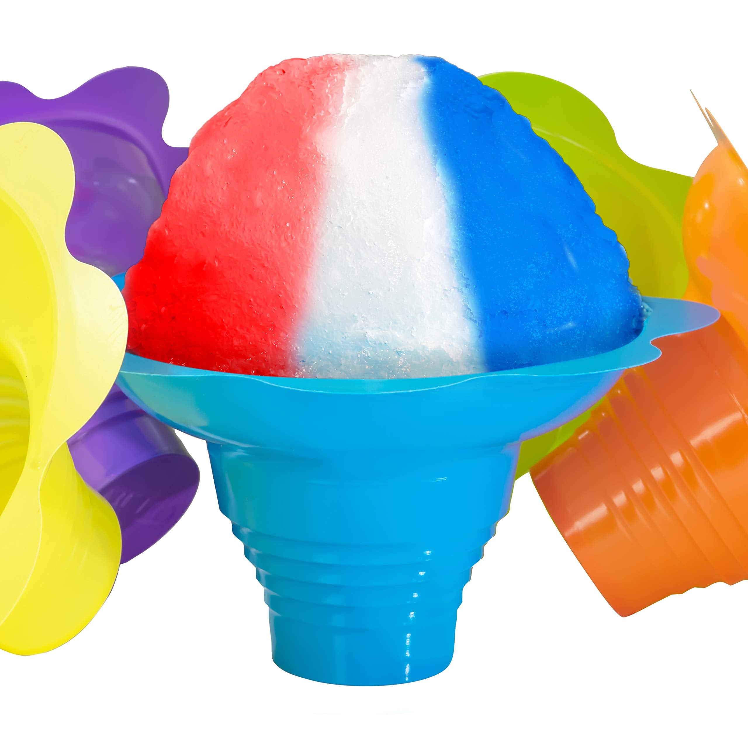 Avant Grub 25-Pack Reusable 4oz Flower Snow Cone Cups – Leakproof, Drip-Catching, Standalone Design for Parties, Shaved Ice, Ice Cream, and Snacks