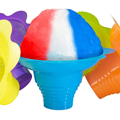 Avant Grub 4oz Reusable Snow Cone Cups 50-Pack – Leakproof Drip-Catching Flower Rims for Mess-Free Treats