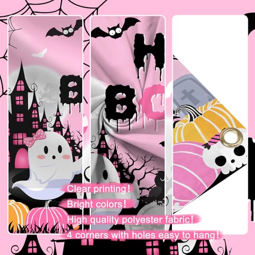 Avezano Happy Boo Day Pink Halloween Birthday Backdrop Banner - 70.8x43.3 Inch Polyester Decor